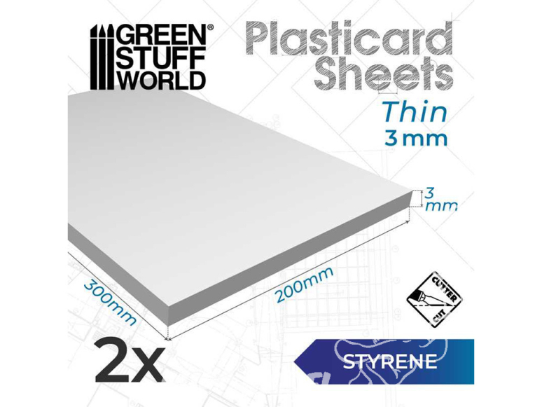 Green Stuff 13227 Plaques Polystyrène 3mm Pack x2