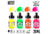 Green Stuff 13347 Set d'encres acryliques Fluor 4 pots