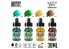 Green Stuff 13349 Set d'encres acryliques Transparent Nature 4 pots