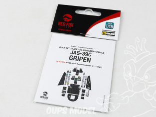 Red Fox Studio Tableaux de bord 3D avion RFQS-48201 JAS-39C Gripen Kitty Hawk 1/48