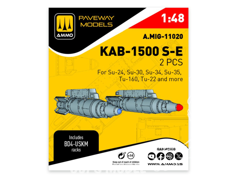 Ammo Mig Paveway Models A.MIG-11020 KAB-1500 S-E x2 1/48