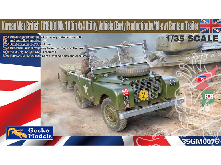 Gecko Models maquettes militaire 35GM0076 4x4 britannique FV18001 Mk. 1 de 80 pouces toit en toile, début de production 1/35