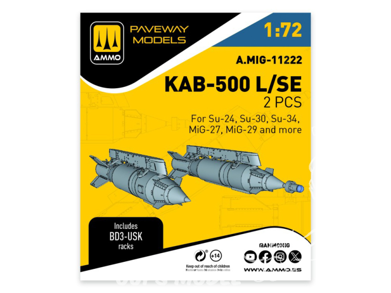 Ammo Mig Paveway Models A.MIG-11222 KAB-500 L/SE x2 1/72