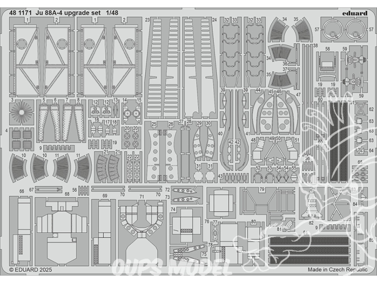 EDUARD photodecoupe avion 481171 Set d'amélioration Junkers Ju 88A-4 Eduard 1/48