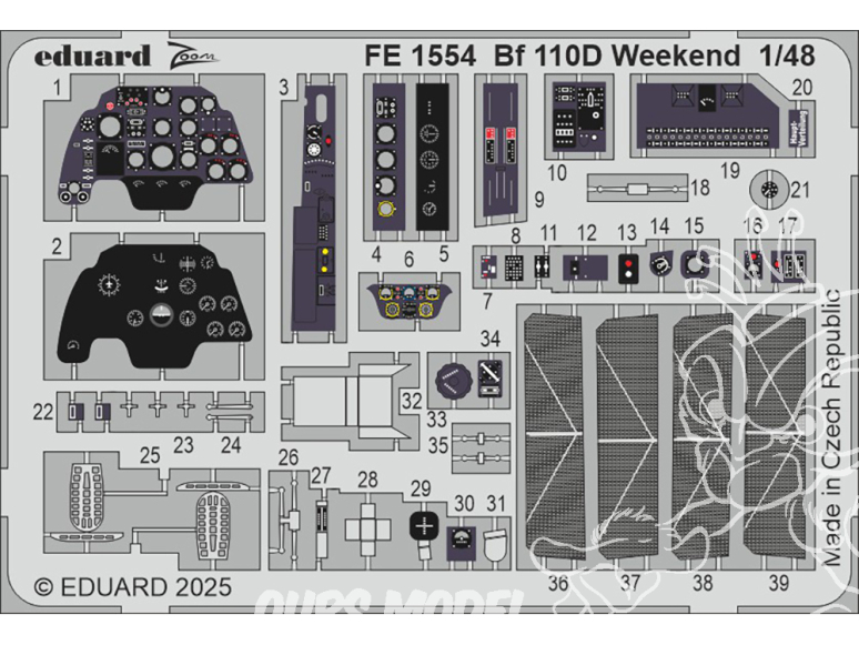 EDUARD photodecoupe avion 491554 Amélioration Messerschmitt Bf 110D Eduard 1/48
