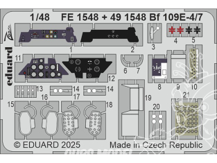 EDUARD photodecoupe avion 491548 Amélioration Messerschmitt Bf 109E-4/7 Tamiya 1/48