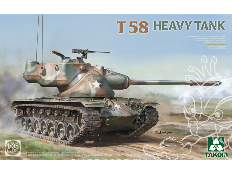 Takom maquette militaire 2204 T58 Char lourd U.S. 1/35