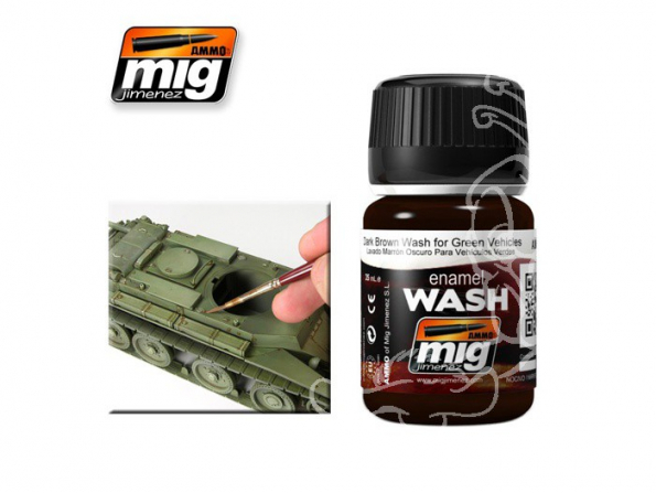 MIG approchez de tres près la réalité 1005 Lavis brun foncé pour véhicules vert (35ml) AK-045
