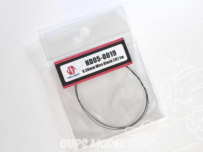 Hobby Design amélioration HD05-0019 Fil électrique noir 0,38mm 1m 1/24