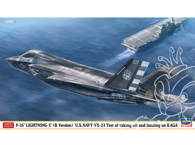 Hasegawa maquette avion 02488 F-35 Lightning II (type B) Test de décollage et d'atterrissage du VX-23 Kaga de l'US NAVY&nbsp; 1/72