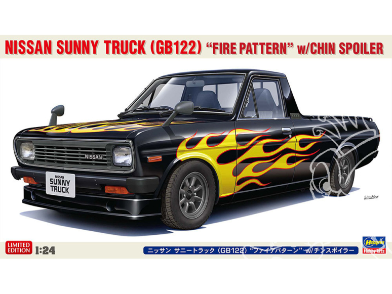 Hasegawa maquette voiture 20751 Nissan Sunny Truck (GB122) «&nbsp;Fire Pattern&nbsp;» avec becquet 1/24