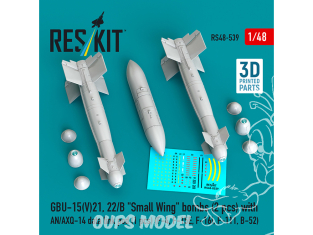 ResKit kit RS48-0539 Bombes GBU-15V21, 22/B «&nbsp;Small Wing&nbsp;» 2 pièces avec pod de liaison de données AN/AXQ-14 1 1/48