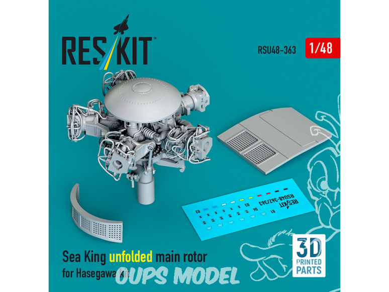 ResKit RSU48-0363 Rotor principal déplié Sea King pour kit Hasegawa imprimé en 3D 1/32