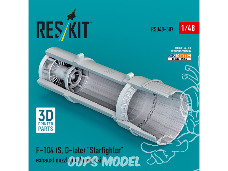 ResKit avion RSU48-0507 Buse d'échappement F-104S, G-late Starfighter pour kit Kinetic imprimé en 3D 1/48