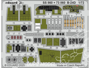 Eduard photodecoupe avion SS860 Zoom Cockpit & Moteurs B-24D Airfix 1/72