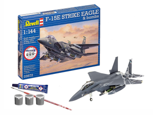 REVELL maquette avion 73972 Starter Kit F-15E Strike Eagle & bombes avec accessoires de base 1/144
