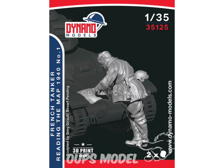 Dynamo models figurine 35125 Tankiste Français 1940 lisant une carte No.1 1/35
