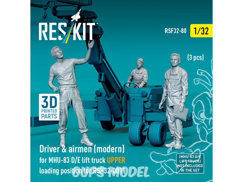 ResKit Figurine RSF32-0080 Chariot élévateur moderne MHU-83 D/E conducteur et aviateurs position chargement supérieure1/32