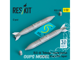ResKit kit RS32-0530 Bombes à fragmentation BLG-66 «&nbsp;Belouga&nbsp;» 2 pièces imprimées en 3D 1/32
