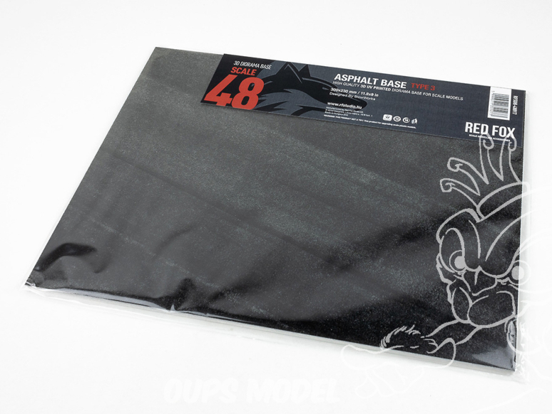 Red Fox Studio base 3D RFSDB-48017 Base rectangulaire asphalte Type 3 300x230mm 1/48