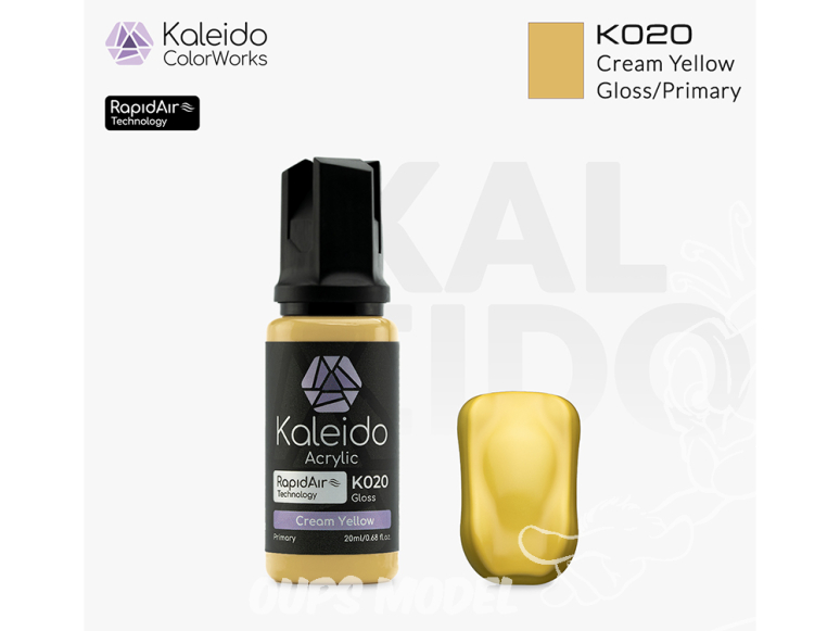 Kaleido Colorworks peinture acrylique K020 Jaune crème brillant - Cream yellow gloss 20ml