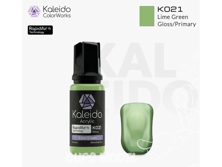 Kaleido Colorworks peinture acrylique K021 Vert citron brillant - Lime green gloss 20ml