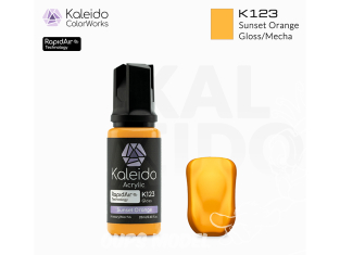 Kaleido Colorworks peinture acrylique K123 Orange coucher de soleil brillant - Sunset Orange gloss 20ml
