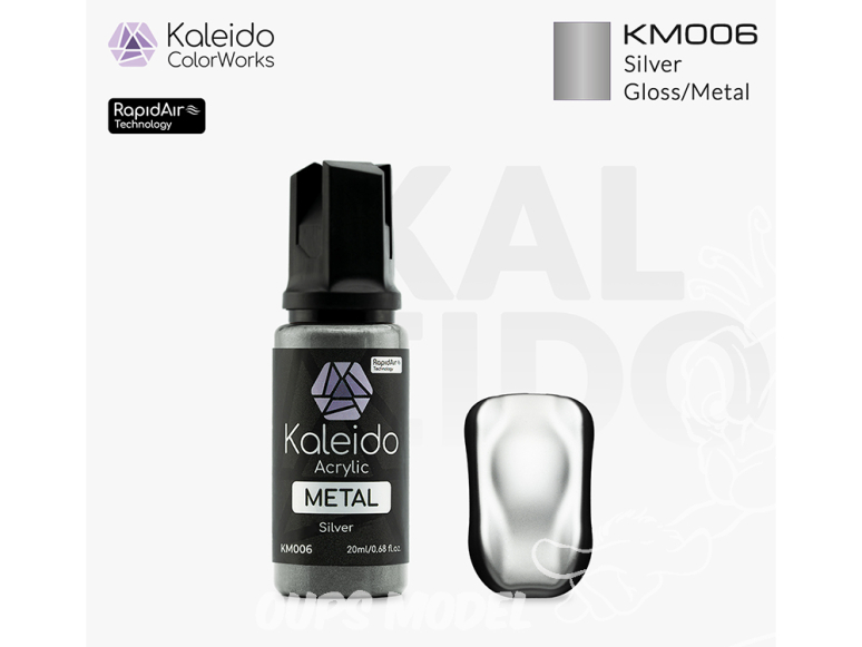 Kaleido Colorworks peinture acrylique KM006 Argent métallisé - Silver Metal 20ml