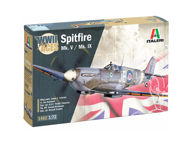 Italeri maquette avion 1482 Spitfire Mk.V Mk.IX Aces 1/72