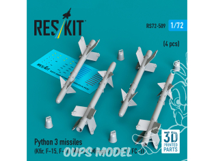 ResKit kit RS72-0509 Missiles Python 3 4 pièces imprimés en 3D 1/72