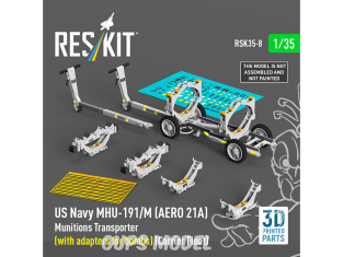 ResKit kit RSK35-0008 Transporteur de munitions MHU-191/M AERO 21A US NAVY et adaptateurs de bombes Flotte de porte-avions 1/35