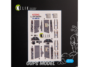 Kelik K72162 Autocollant intérieur L-29 Delfin, kit AMK 1/72