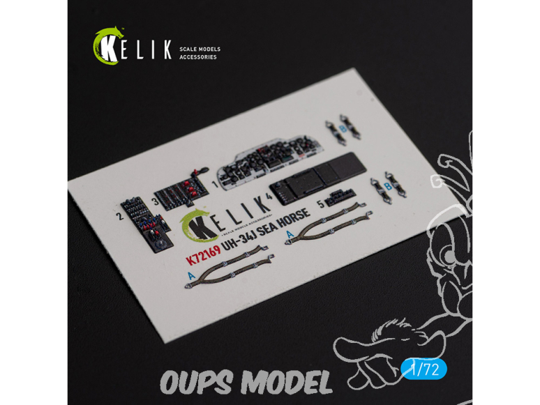 Kelik K72169 Autocollant intérieur UH-34J SEA HORSE kit Italeri 1/72
