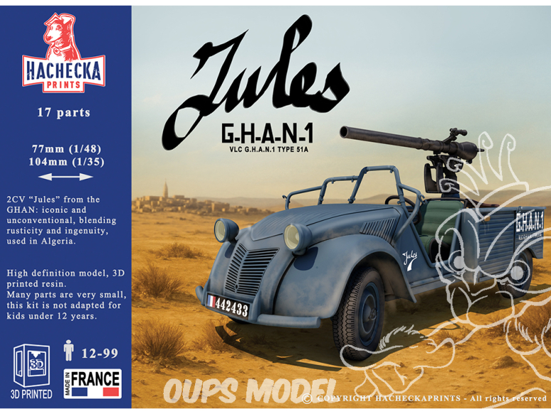 Hachecka Prints maquette voiture HKP-01-12-35 Citroën 2CV Jules 1/48