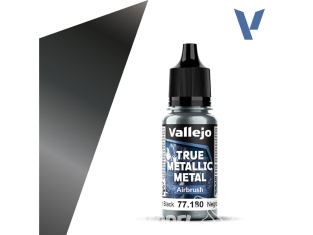 Vallejo Peinture True Metallic Metal 77180 Noir d'obsidien Aerographe 18ml