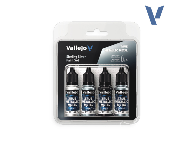 Vallejo Peinture True Metallic Metal 77251 Set peinture Sterling Silver 4x18ml