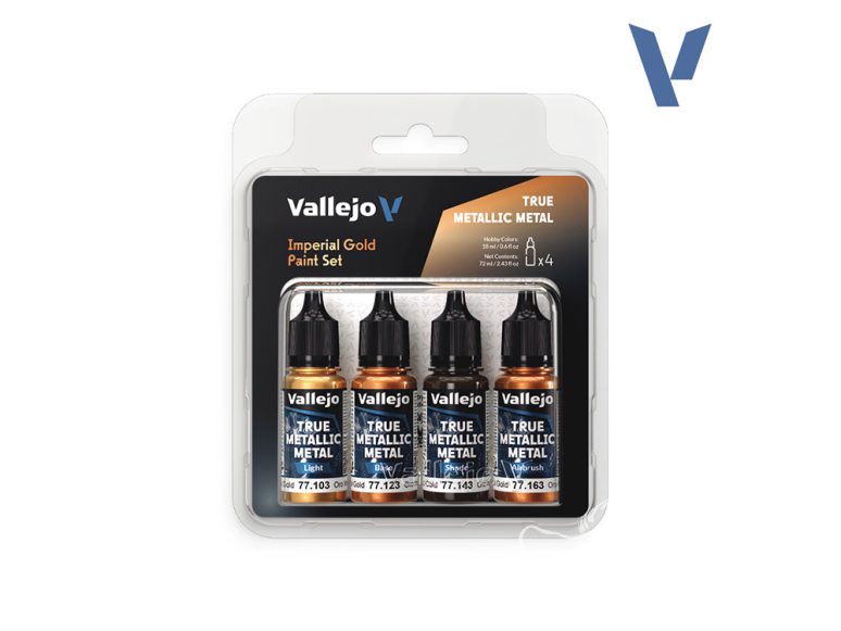 Vallejo Peinture True Metallic Metal 77252 Set peinture Imperial Gold 4x18ml