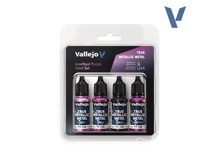 Vallejo Peinture True Metallic Metal 77255 Set peinture Amethyst Purple 4x18ml