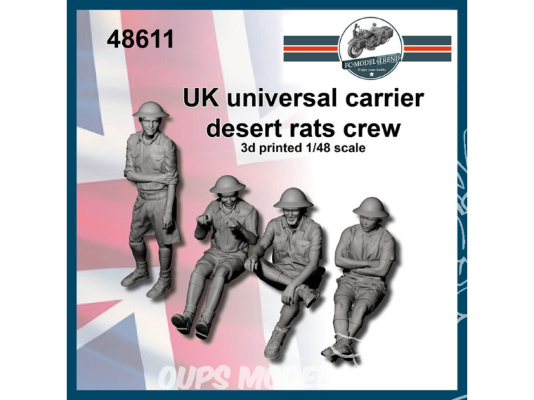 FC MODEL TREND figurine résine 48611 Equipage Britannique rats du désert Universal Carrier 1/48