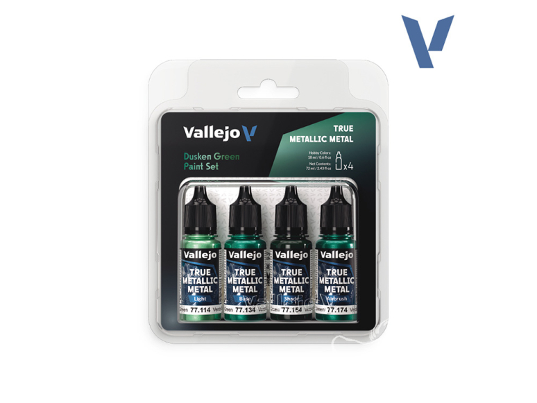 Vallejo Peinture True Metallic Metal 77257 Set peinture Dusken Green 4x18ml