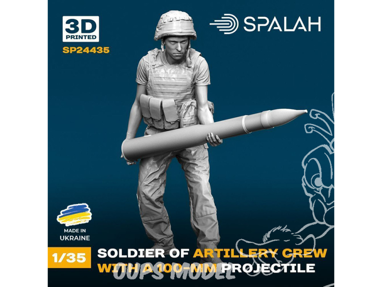 Spalah kit figurine SP24435 Soldat d'une équipe d'artillerie avec un projectile de 100 mm ukrainien 1/35