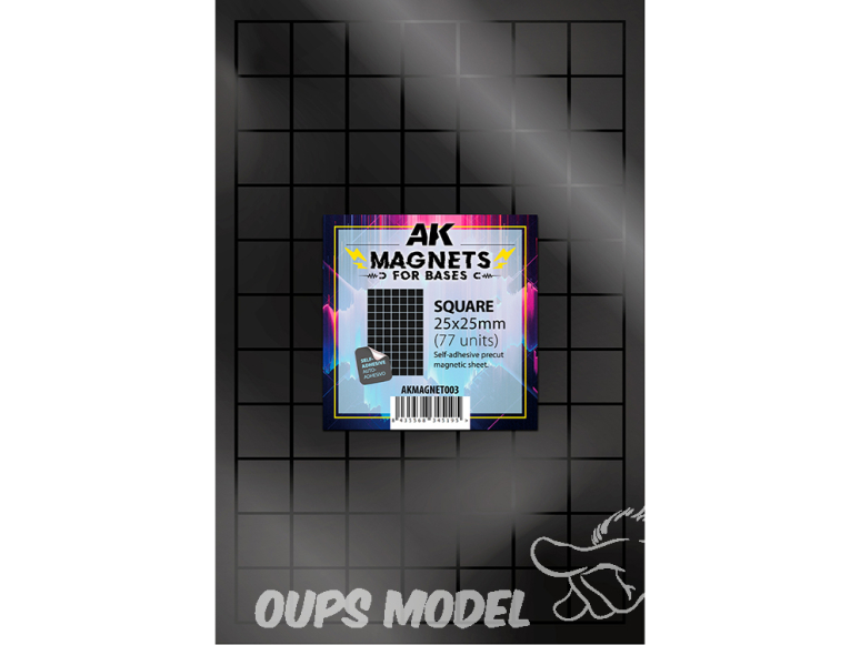 AK interactive outillage akMagnet003 Aimant carré pour socles 25 x 25 mm, 77 unités