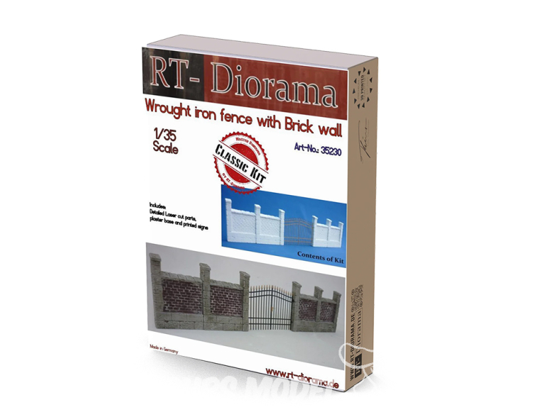RT-Diorama 35230 Clôture en fer forgé avec mur en briques 1/35