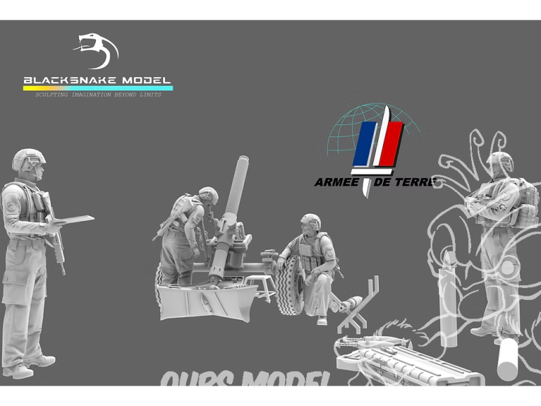 Blacksnake Model maquette militaire MORTIER-72 Pack mortier Armée Française avec figurines 1/72