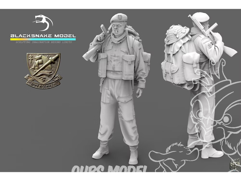 Blacksnake Model figurine K-07-72 Soldat commando Kieffer figurine 7 Fusilier 1/72