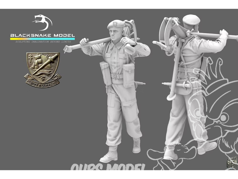 Blacksnake Model figurine K-14-72 Soldat commando Kieffer figurine 14 Fusilier Trépied Vickers 1/72