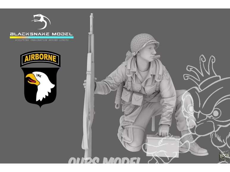 Blacksnake Model figurine ST-17-72 Soldat 101st Airborne figurine 17 Assistant mitrailleur 1/72