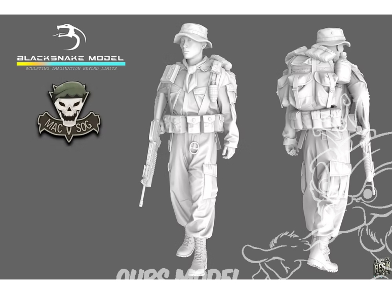 Blacksnake Model figurine SOG-05-72 Soldat MACV SOG figurine 5 1/72