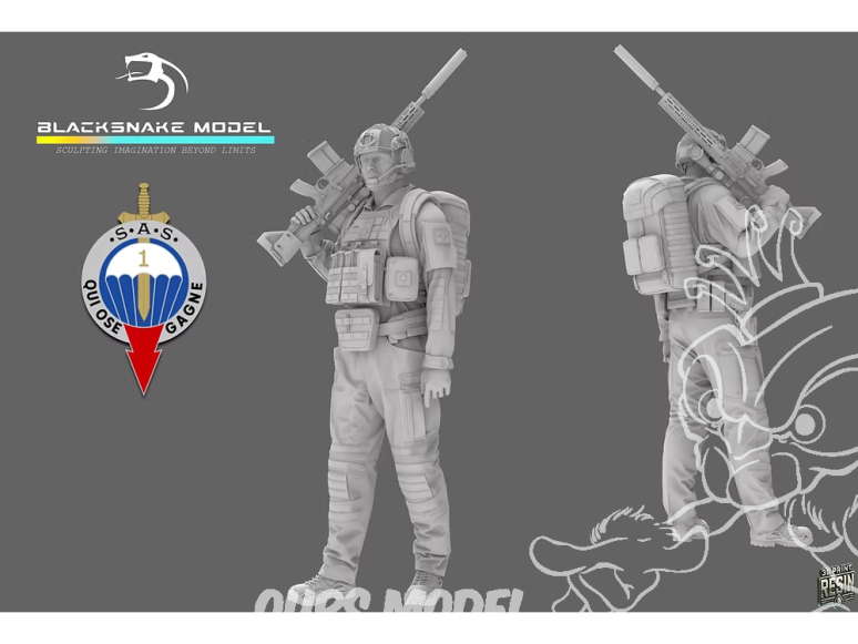 Blacksnake Model figurine SAS-03-72 Soldat Français 1er RPIMA figurine 3 1/72