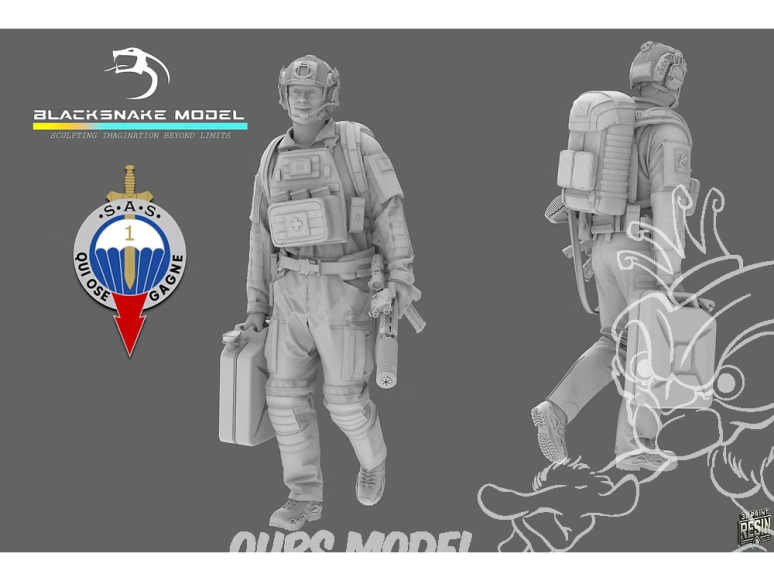 Blacksnake Model figurine SAS-04-72 Soldat Français 1er RPIMA figurine 4 1/72